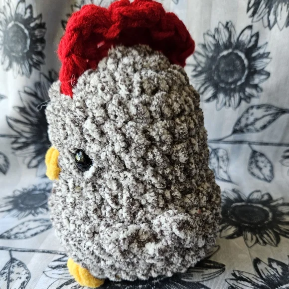 Crochet Black Speckled Rooster Amigurumi Plushie - Picture 4 of 16